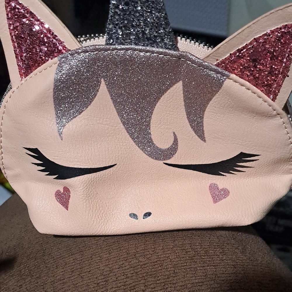 Sparkly Unicorn Kids Pouch - Pink and Silver